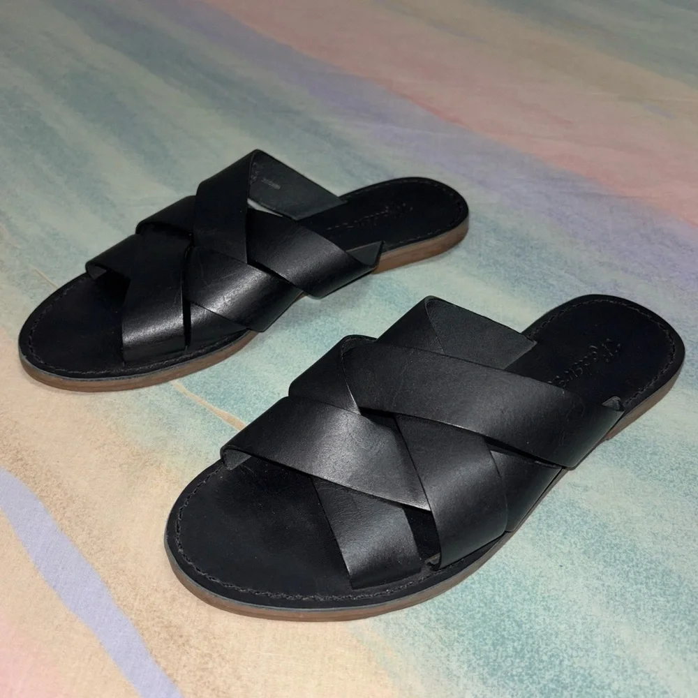 Madewell the Broadwalk Woven Slide black size 6